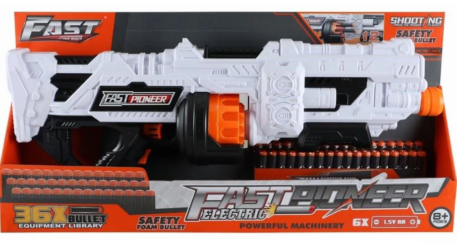 Blaster de jucarie electric Fast Pioneer cilindru rotativ cu gloante din spuma, 36 proiectile foto
