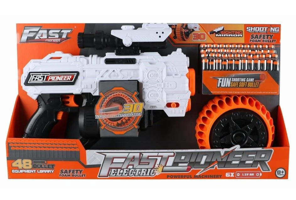 Blaster electric Fast Pioneer cu cilindru rotativ si gloante din spuma, 48 proiectile foto