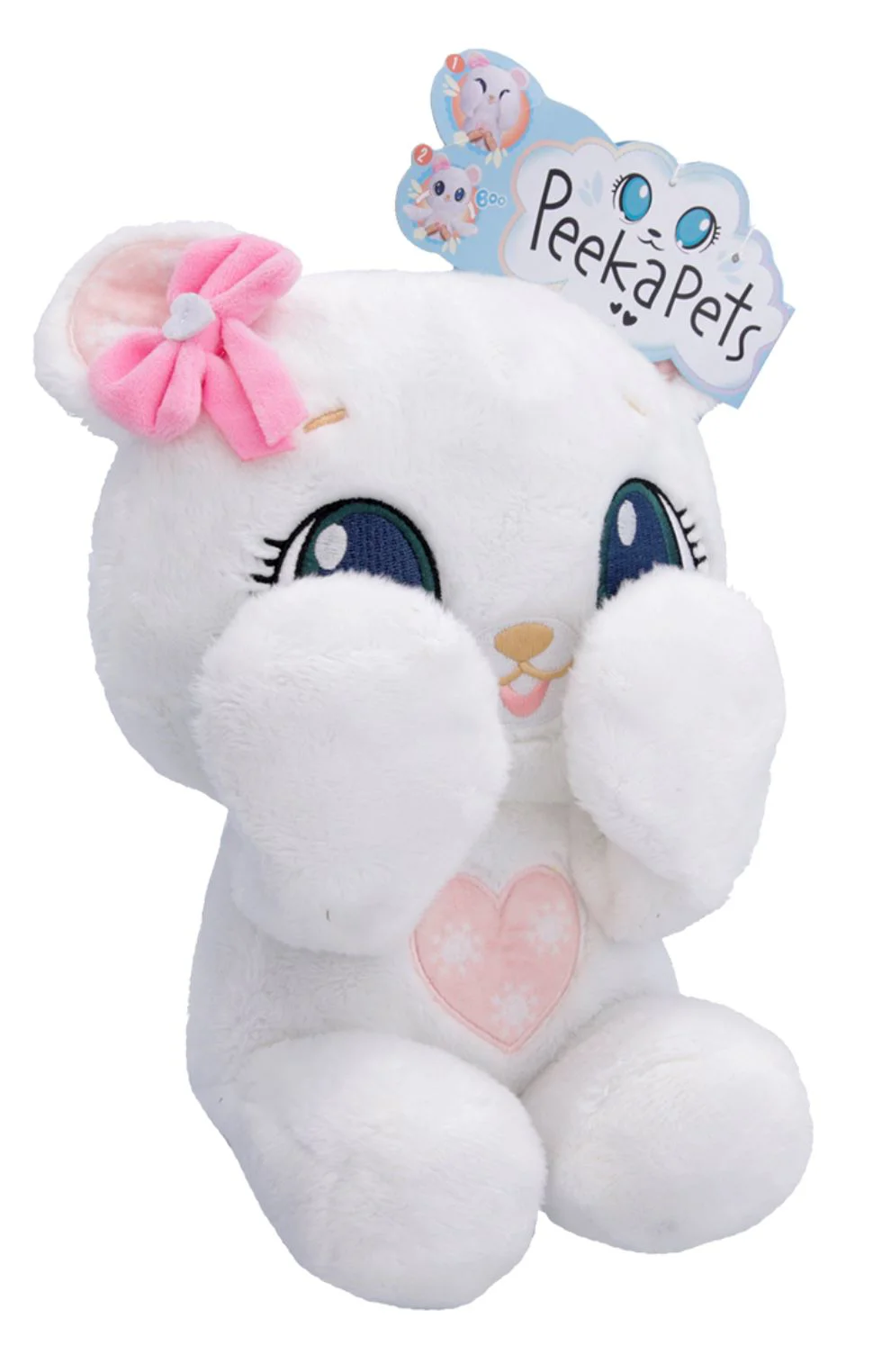 Jucarie de plus Peekapets Ursulet, Alb, 26 cm foto