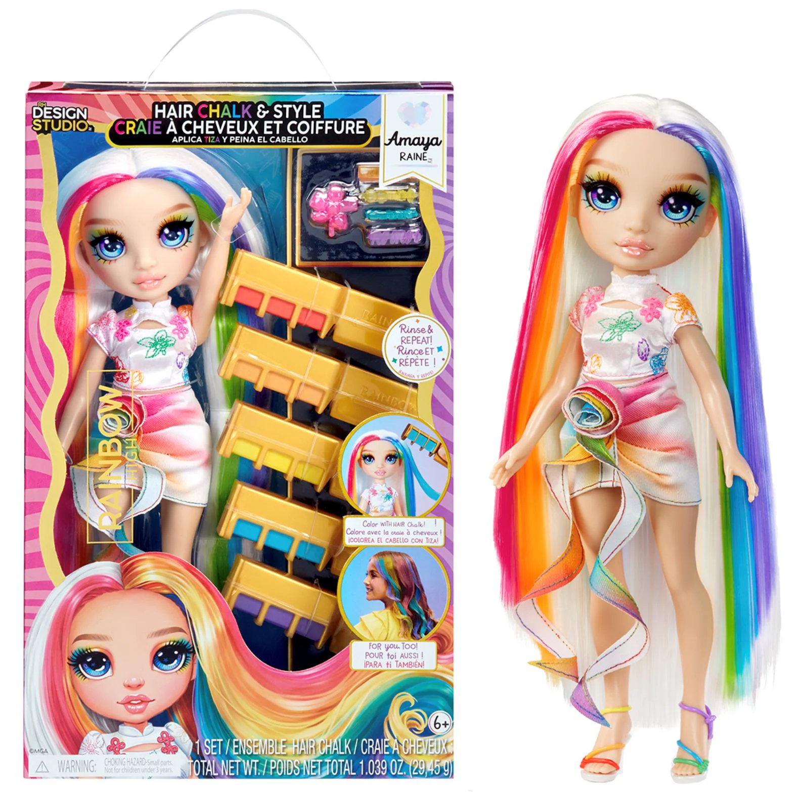 Papusa Rainbow High Amaya Raine, cu creta colorata pentru par foto