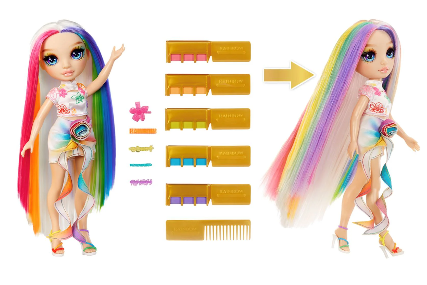 Papusa Rainbow High Amaya Raine, cu creta colorata pentru par foto