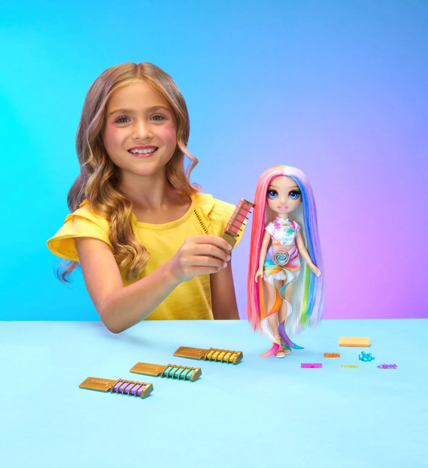 Papusa Rainbow High Amaya Raine, cu creta colorata pentru par foto