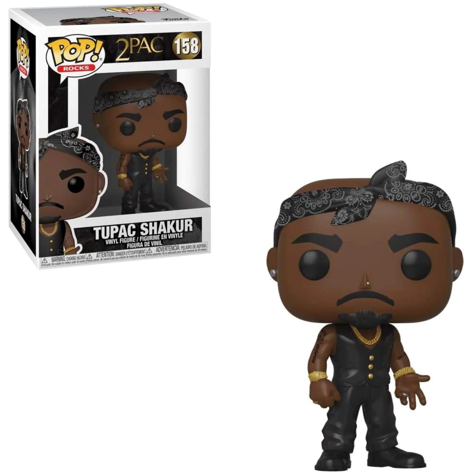 Figurina de colectie Funko Pop Tupac Shakur cu bandana, 9 cm foto