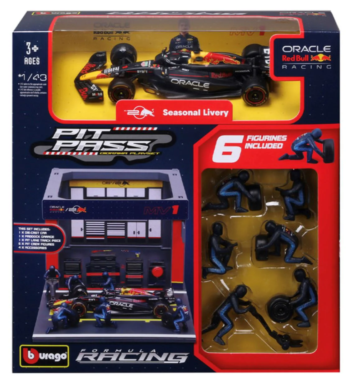 Set de joaca Bburago Pit Pass Oracle Red Bull Racing, 1:43 foto