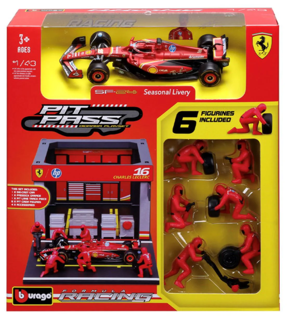 Set de joaca Bburago Pit Pass Ferrari SF-24, 1:43 foto