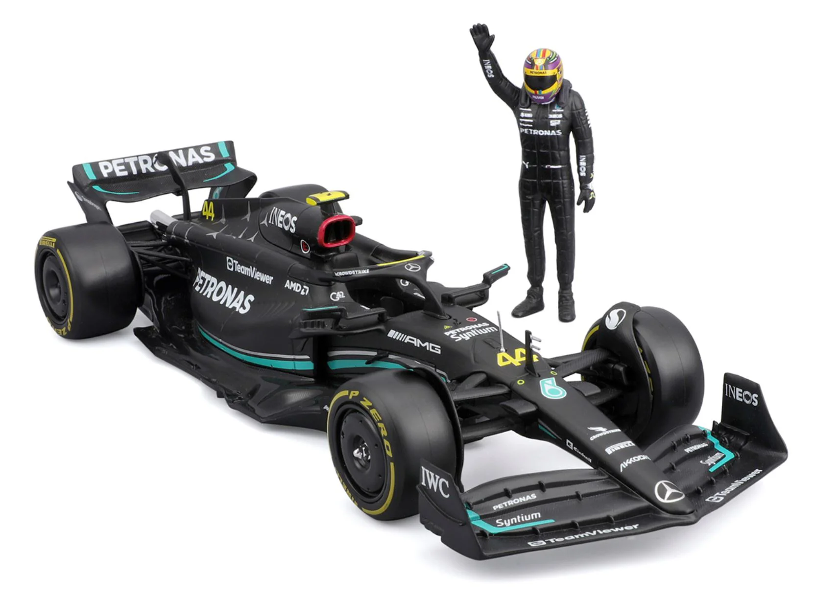 Модель автомобиля Bburago Mercedes-AMG F1 W14 E Performance с фигуркой, 1:24 foto