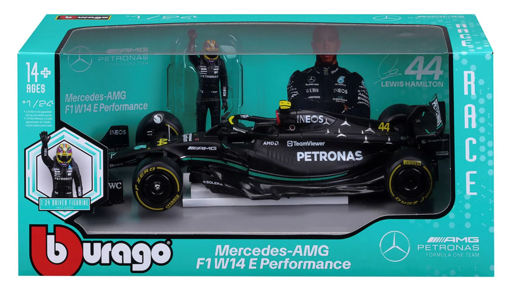 Модель автомобиля Bburago Mercedes-AMG F1 W14 E Performance с фигуркой, 1:24 foto