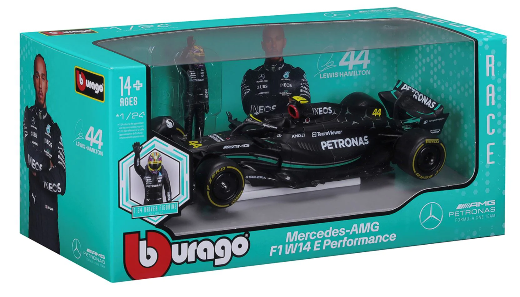 Модель автомобиля Bburago Mercedes-AMG F1 W14 E Performance с фигуркой, 1:24 foto