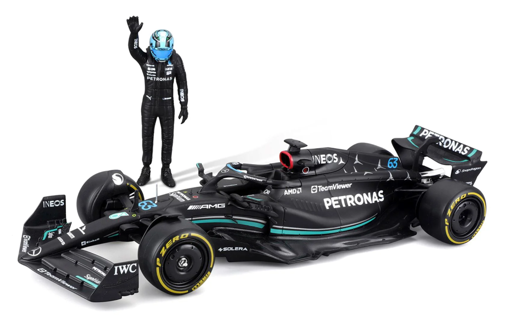 Модель автомобиля Bburago Mercedes-AMG F1 W14 E Performance с фигуркой, 1:24 foto