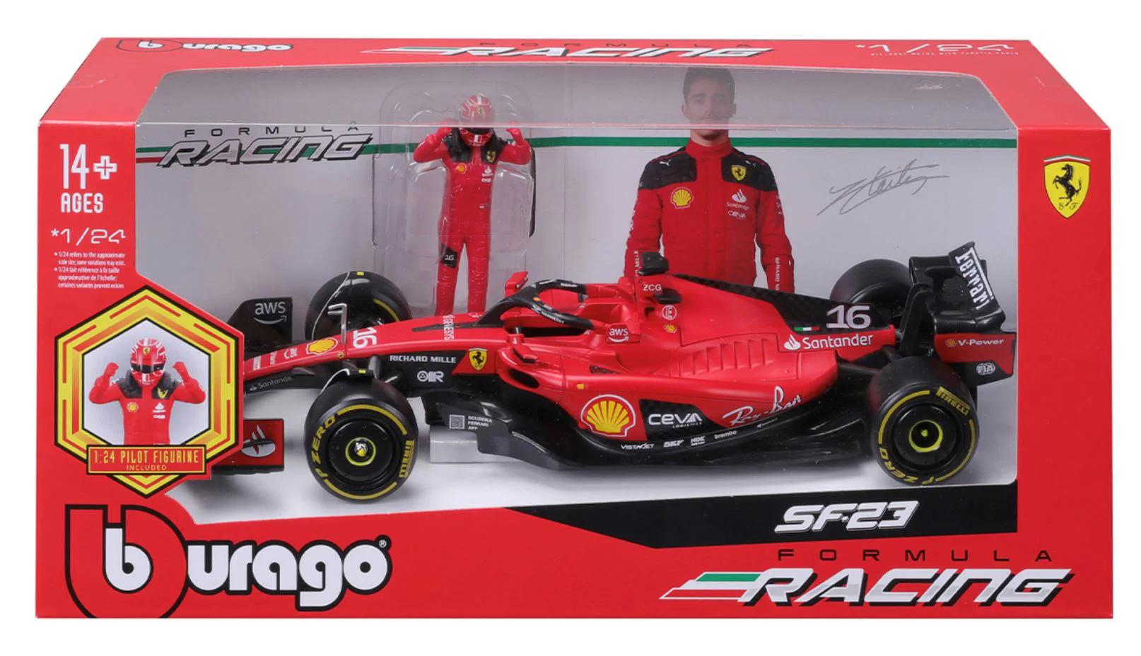 Модель автомобиля Bburago Ferrari SF-23 с фигуркой, 1:24 foto