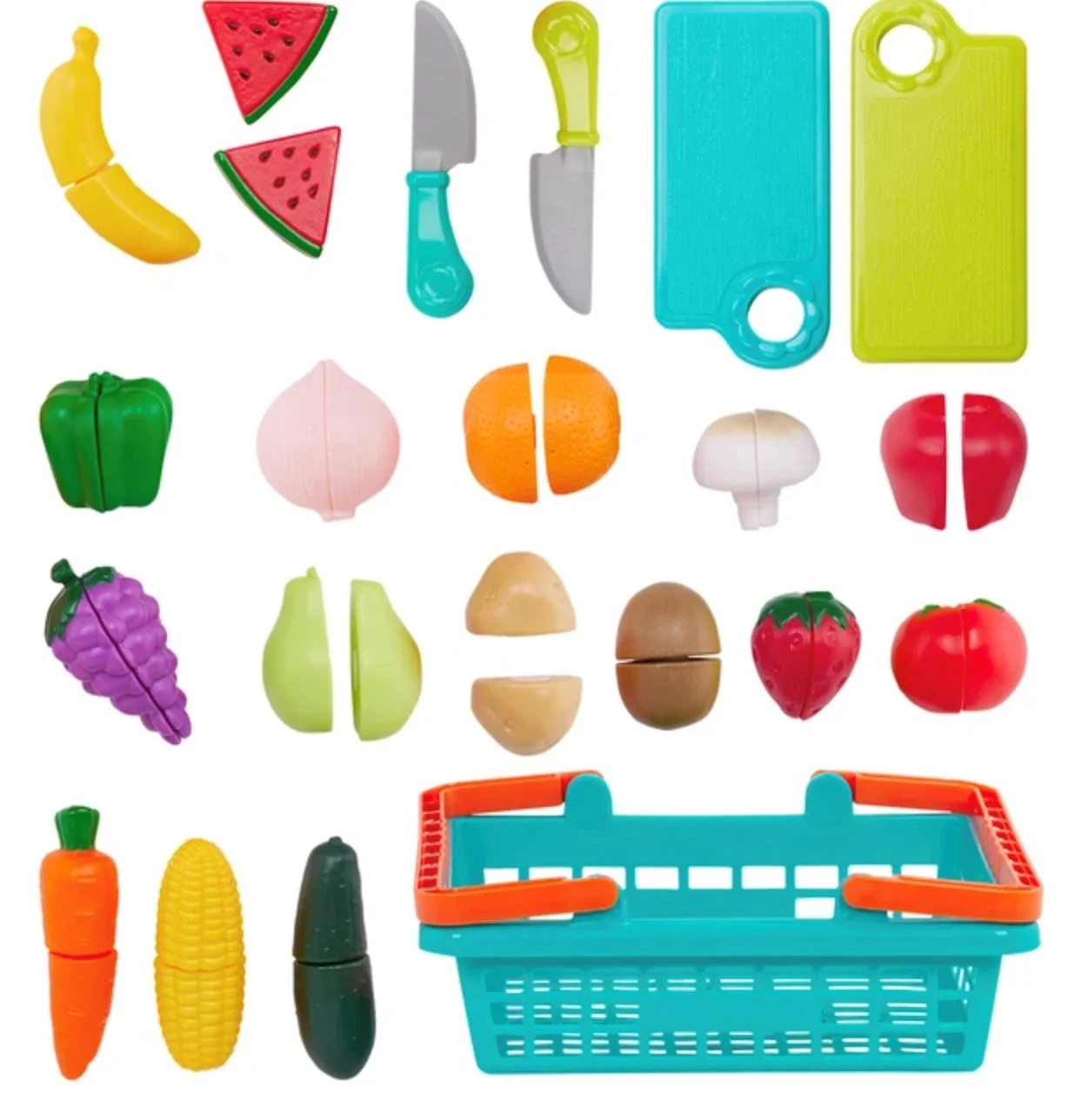 Set de joaca Battat Cos de legume cu fructe pe lipici foto