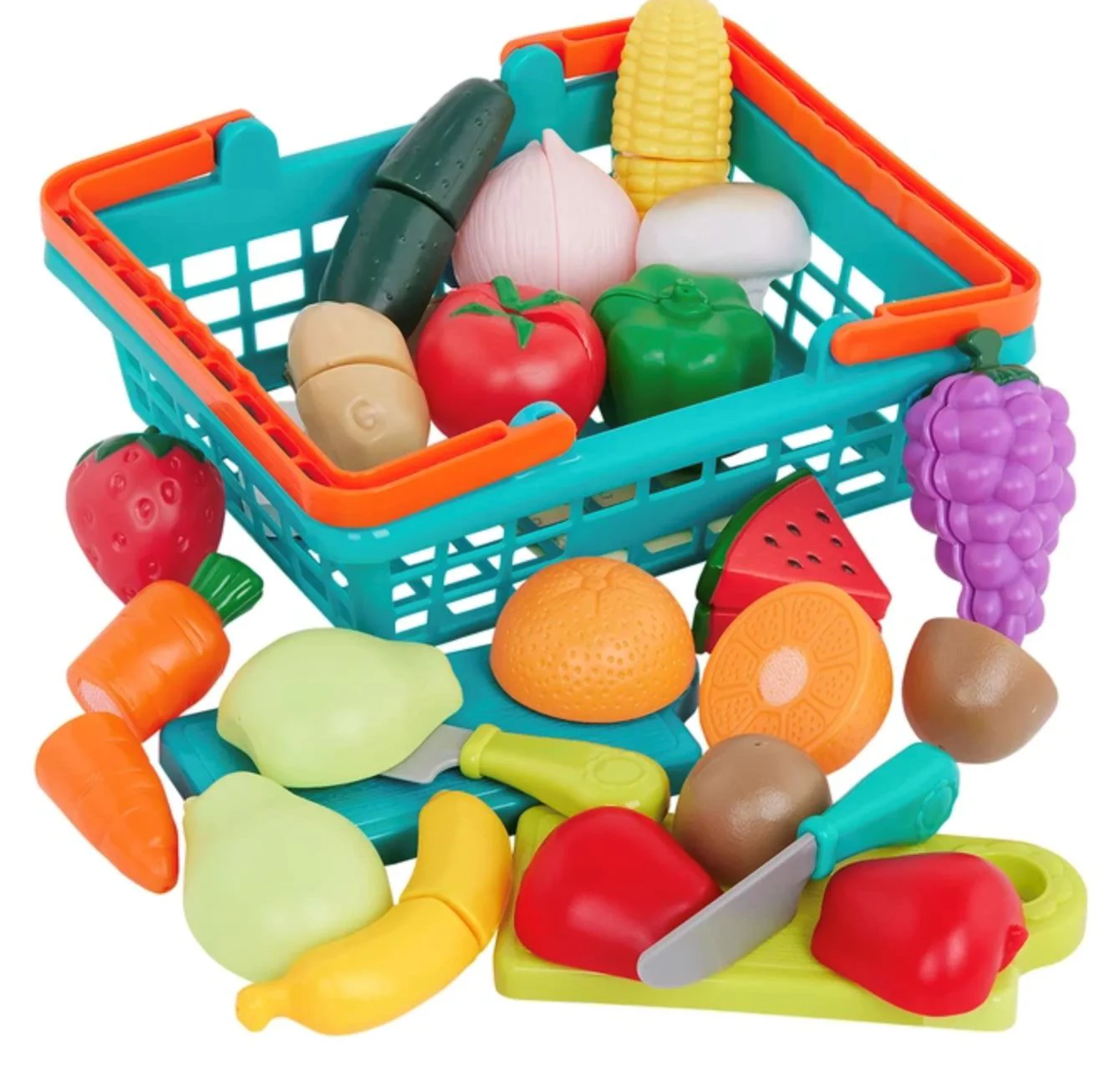 Set de joaca Battat Cos de legume cu fructe pe lipici foto