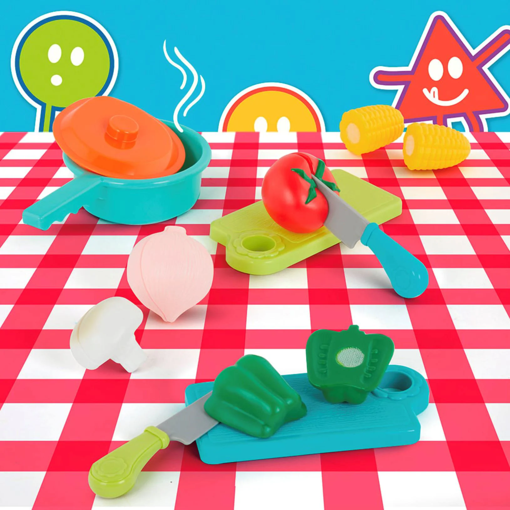 Set de joaca Battat Cos de legume cu fructe pe lipici foto