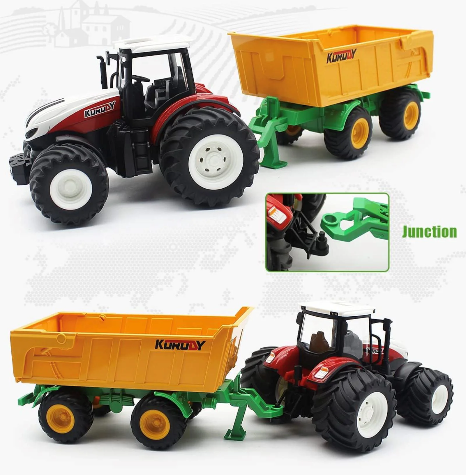 Машинка с пультом управления Essa Toys Трактор с прицепом 2.4G, 1:24 foto