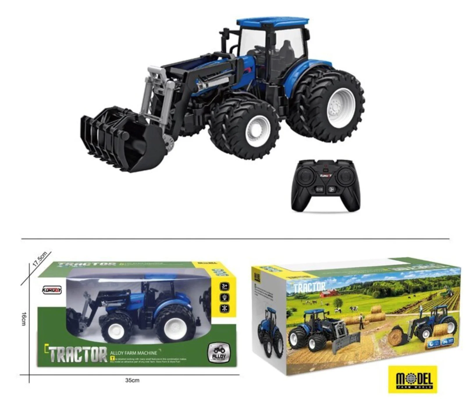 Masina cu telecomanda Essa Toys Tractor cu dispozitiv de ridicare frontal, 1:24 foto
