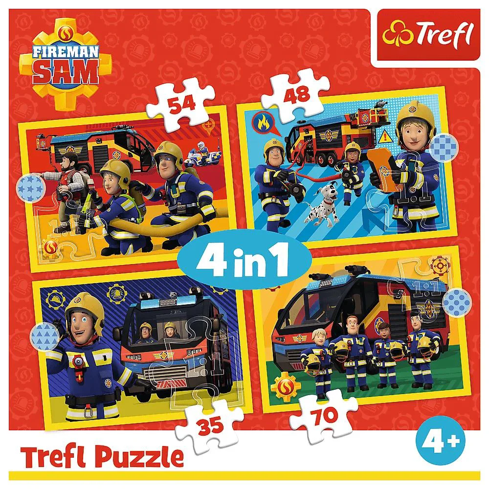 Puzzle Trefl 4 in 1 Firefighter on call Fireman Sam foto