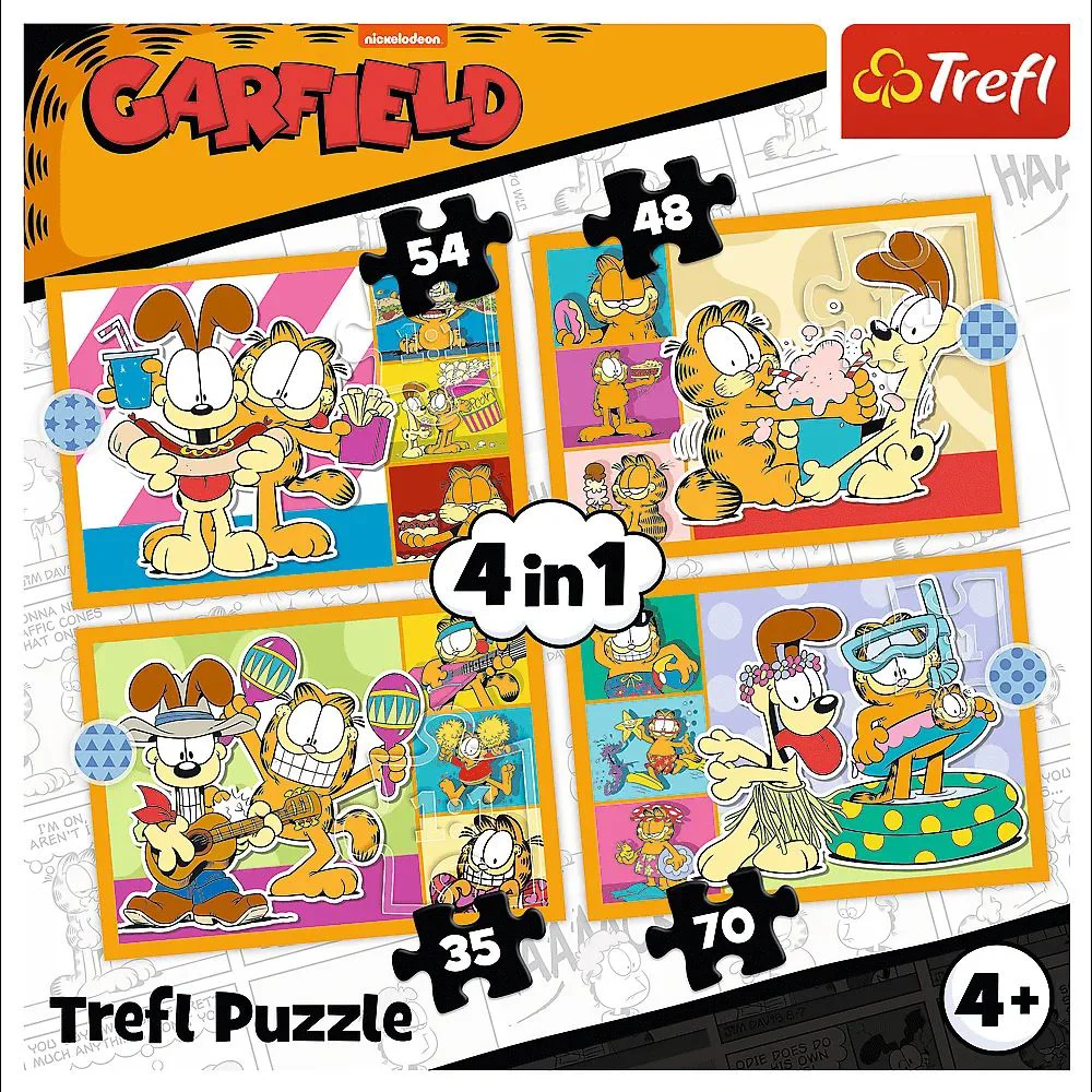 Puzzle Trefl 4 in 1 Garfield loves lasagna foto