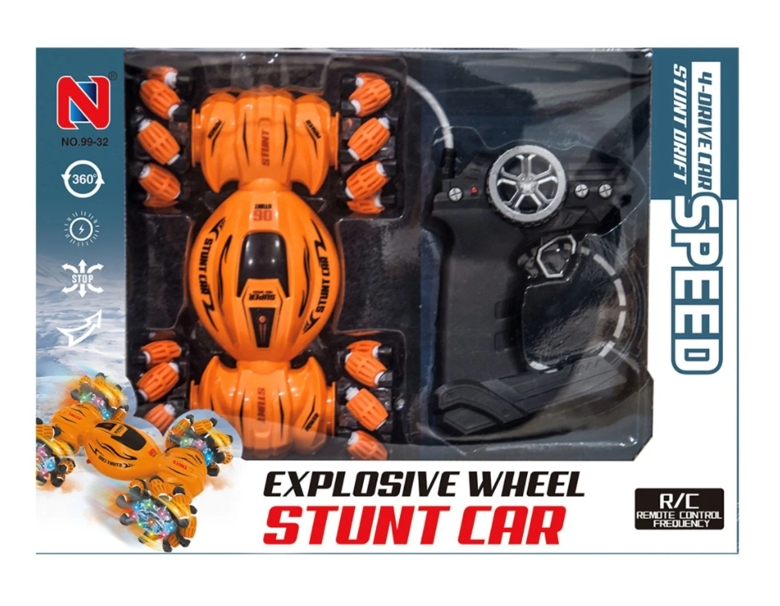 Машинка на радиоуправлении Essa Toys Stunt Explosive Wheel Car со световыми эффектами foto