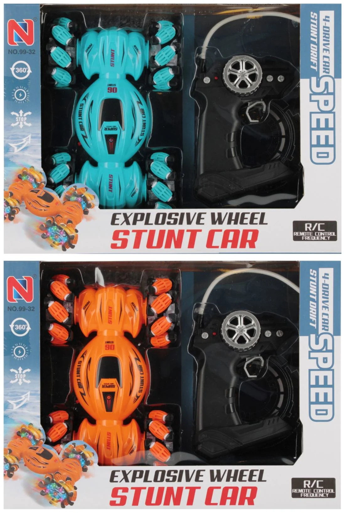 Машинка на радиоуправлении Essa Toys Stunt Explosive Wheel Car со световыми эффектами foto