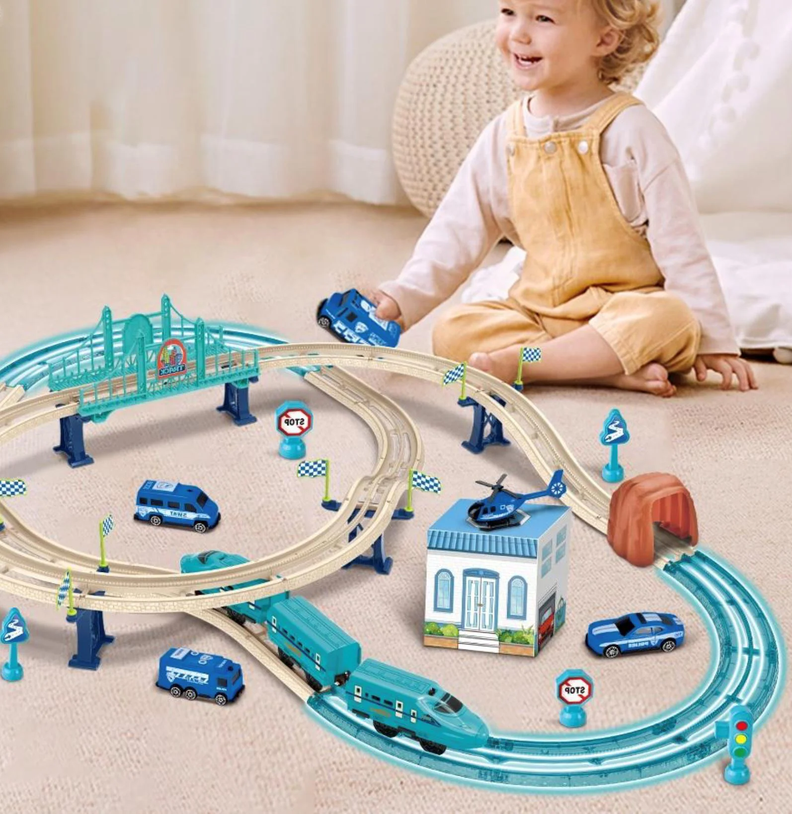 Set de joaca Cale ferata cu tren electric, elemente fosforescente foto