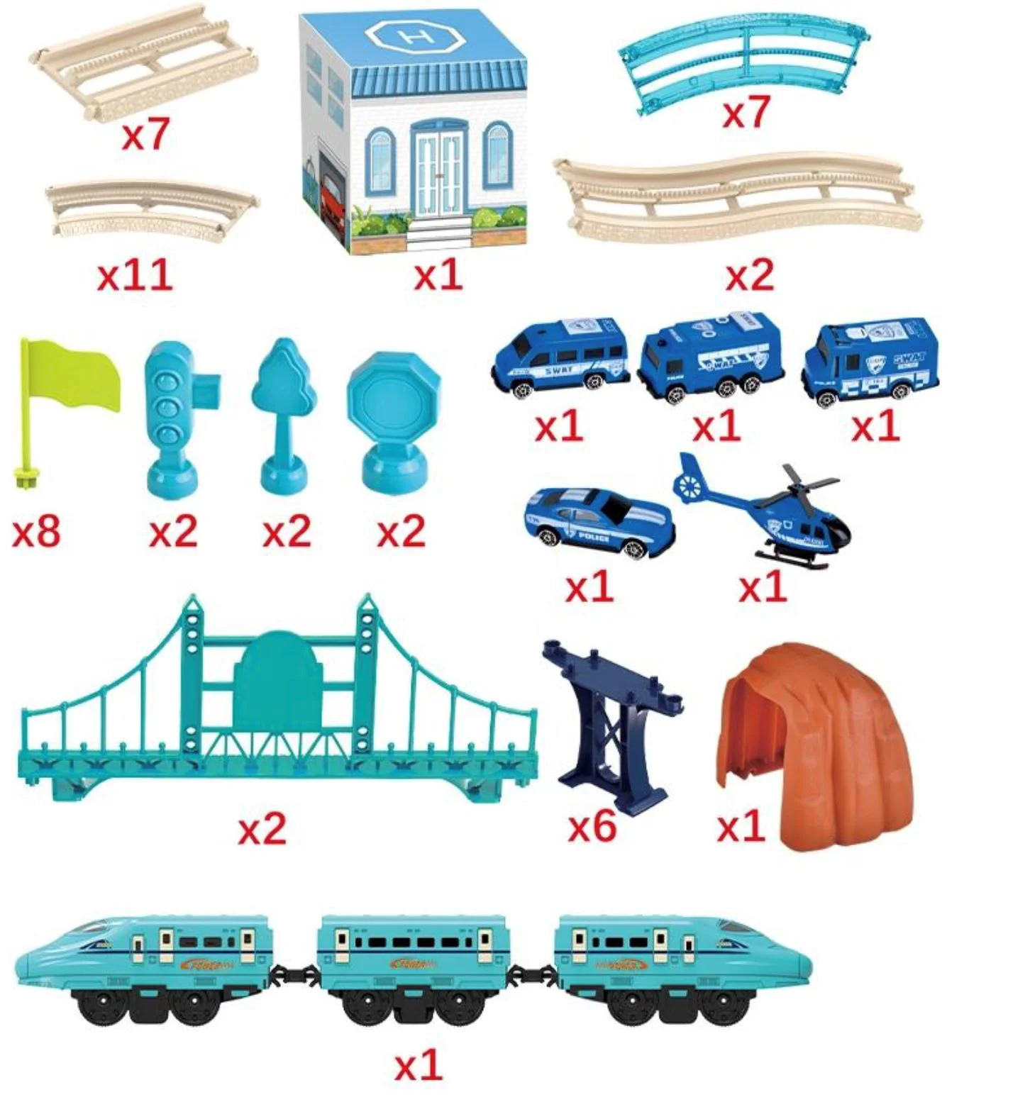Set de joaca Cale ferata cu tren electric, elemente fosforescente foto