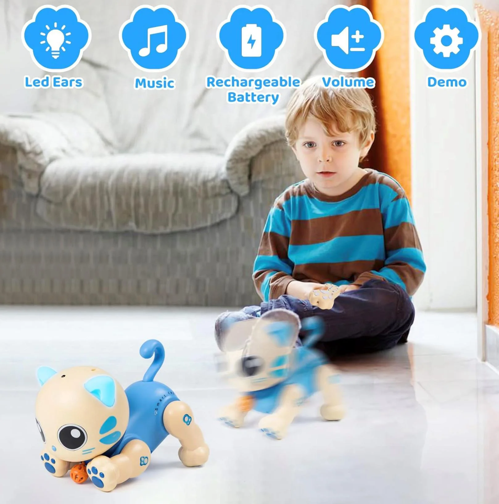 Robot cu telecomanda Le Neng Toys Pisicuta inteligenta, 17 cm foto