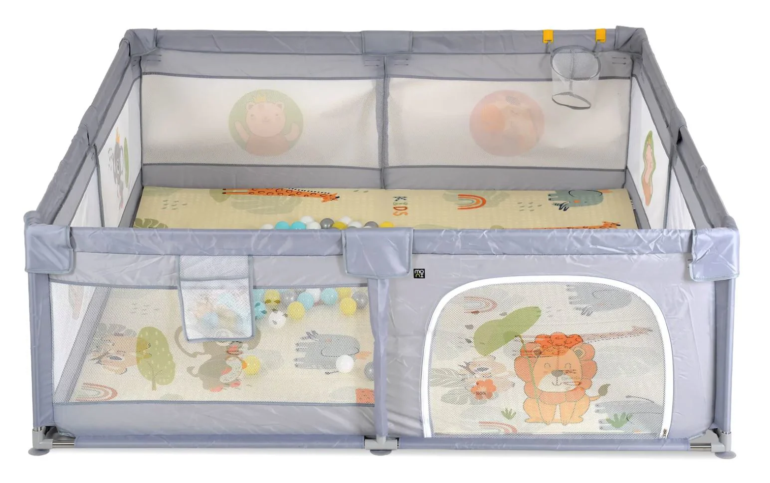 Игровой манеж Moni GameZone Серый, 150x200см, 60 шариков foto