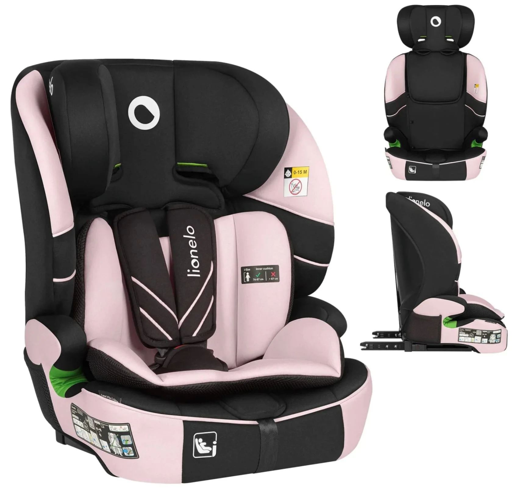 Автокресло детское Lionelo Isofix Levi Fix, 9-36 кг, Розовый foto