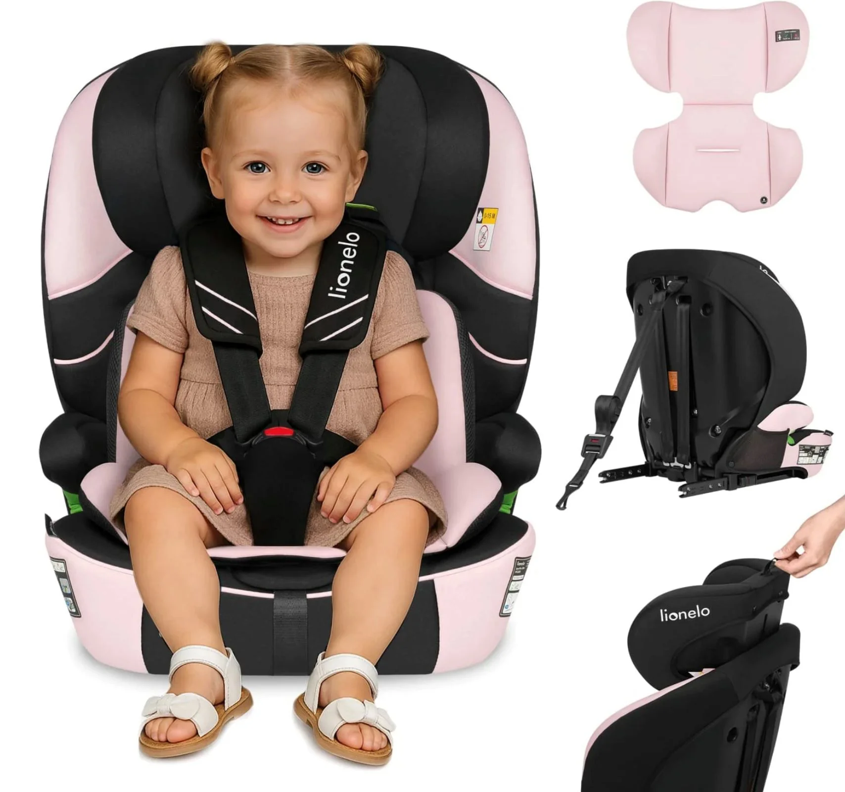 Автокресло детское Lionelo Isofix Levi Fix, 9-36 кг, Розовый foto