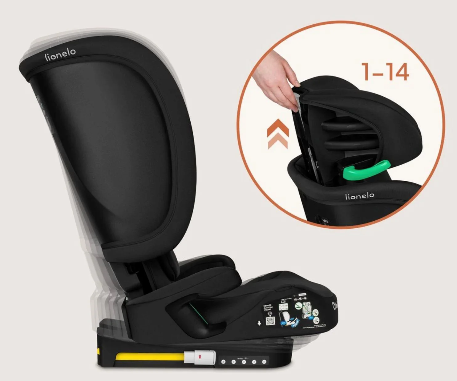 Автокресло Lionelo Isofix Orin, 15-36 кг, Черный foto