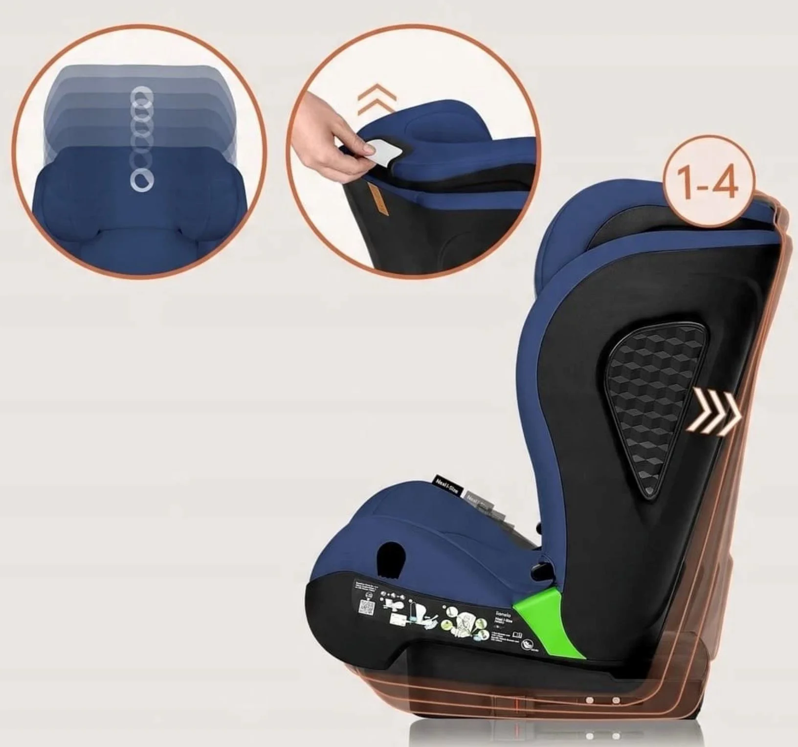 Автокресло Lionelo Isofix Neal Navy, 15-36 кг, Синий foto