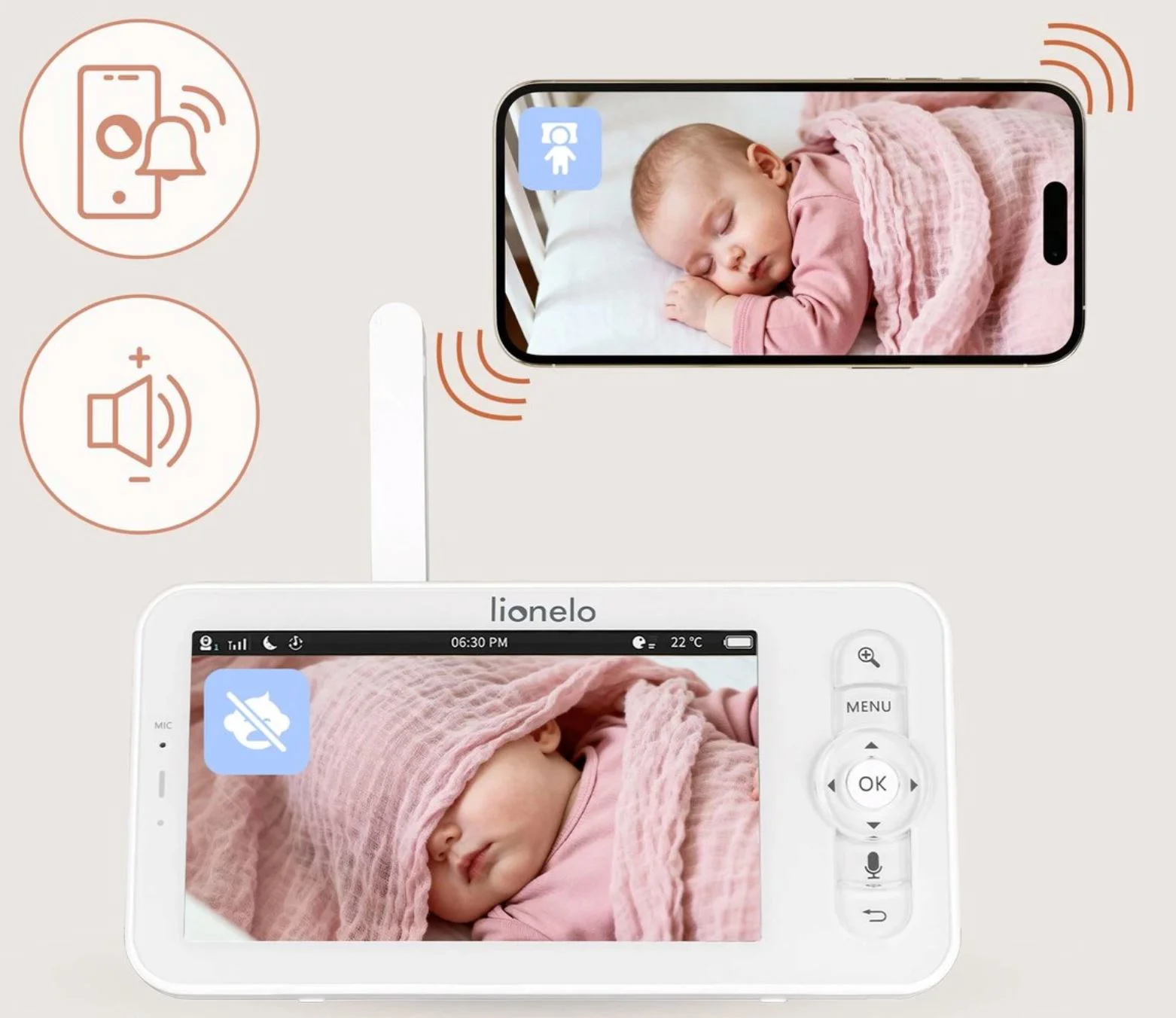 Camera video cu monitor Lionelo Babyline 9.2 AI foto