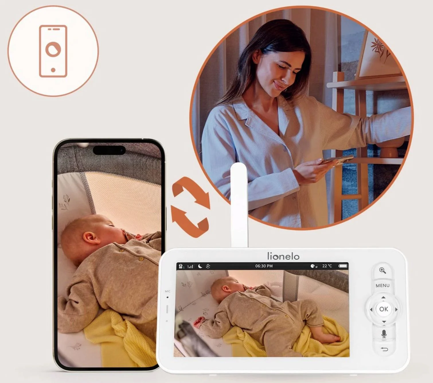 Camera video cu monitor Lionelo Babyline 9.2 AI foto