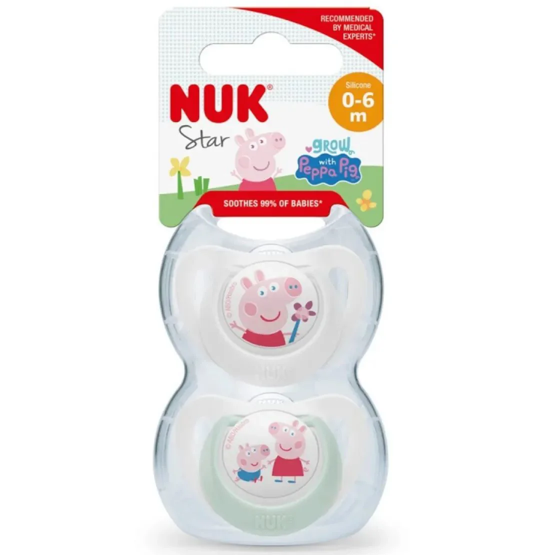 Силиконовая пустышка NUK Peppa (0-6 мес.), 2 шт. foto