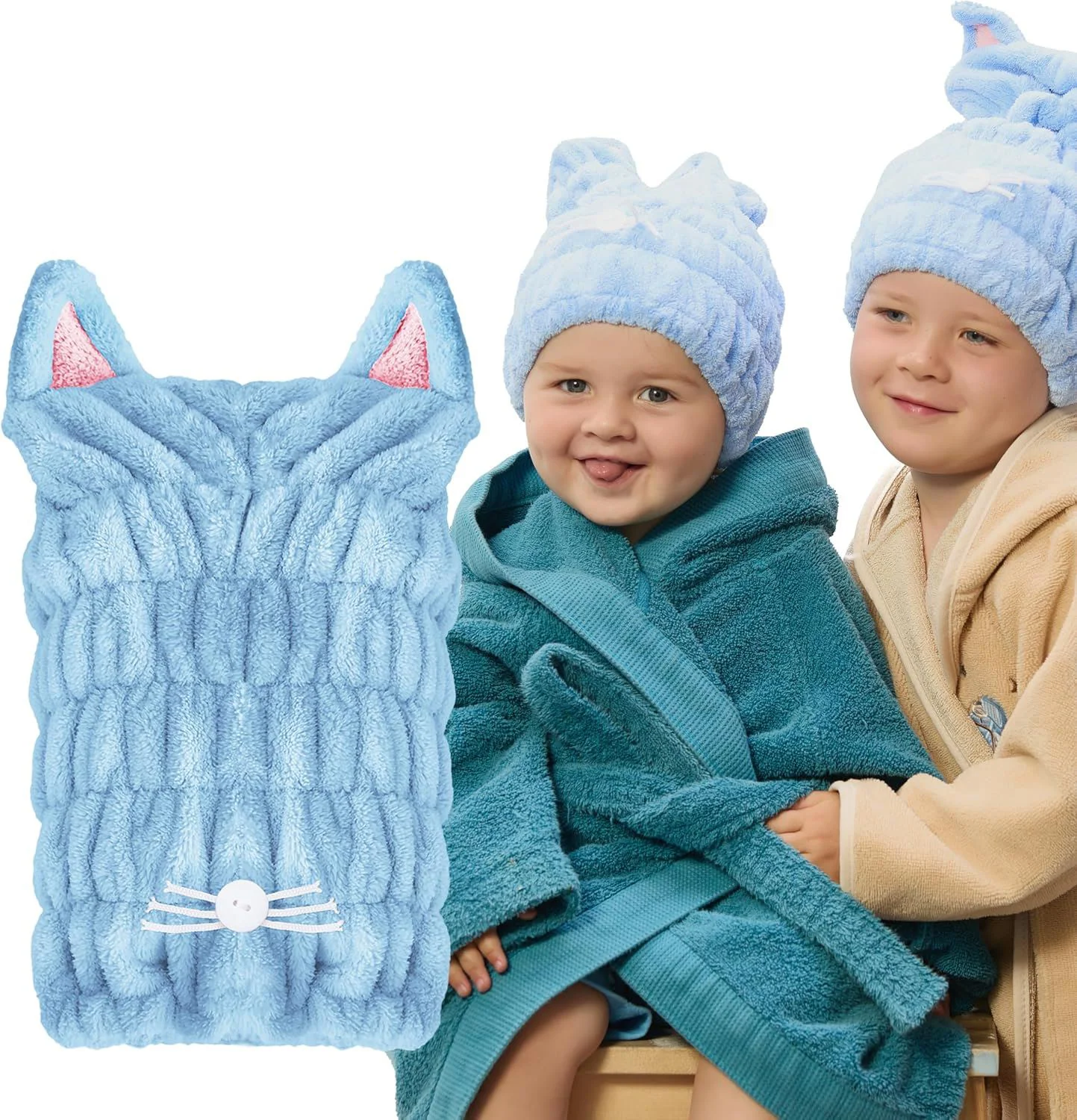 Тюрбан для сушки волос для детей Glov Kids Bath Blue foto