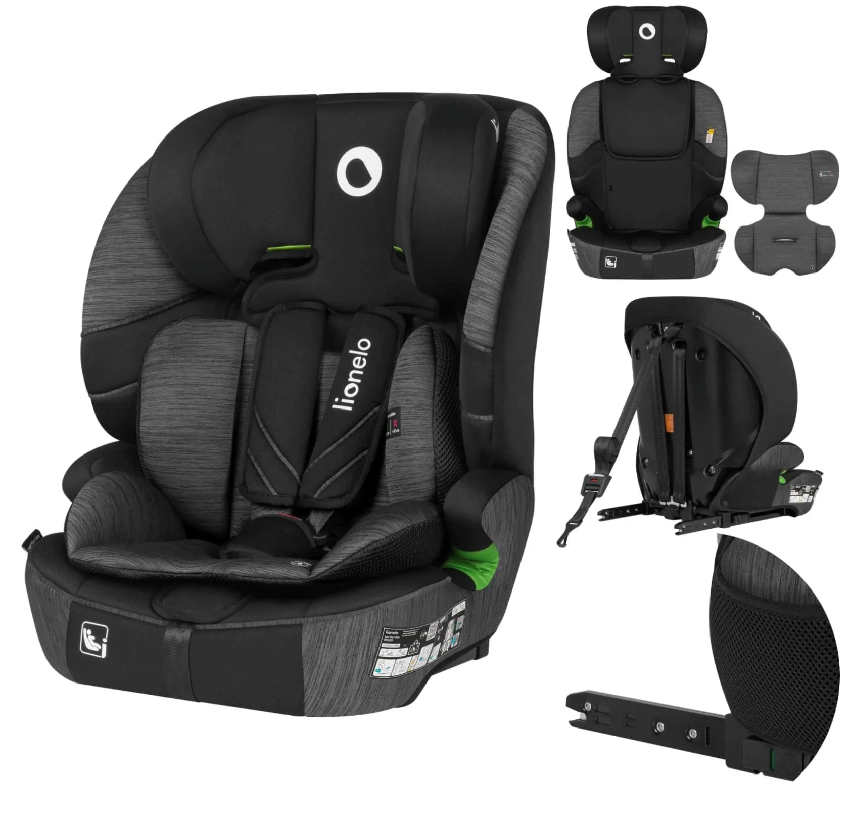 Scaun auto Lionelo Isofix Levi Fix, 9-36 kg, Gri foto