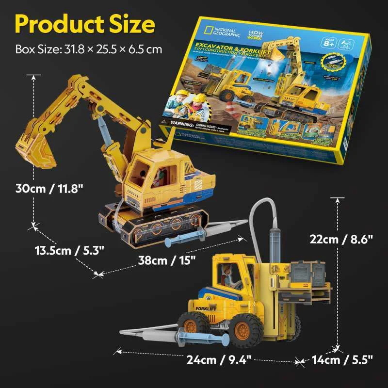 Puzzle 3D CubicFun Excavator si Stivuitor foto