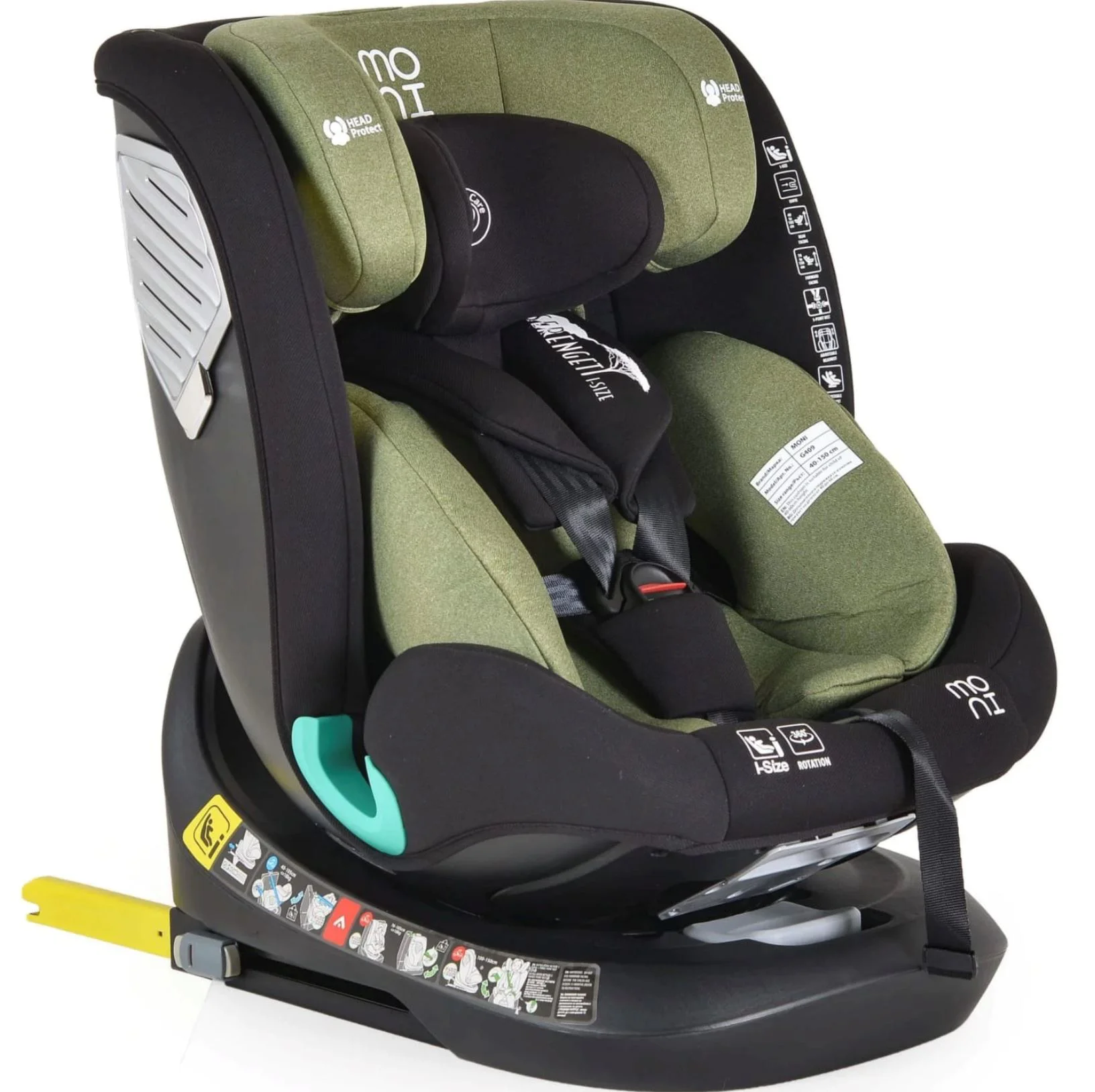 Автокресло Moni Isofix 360 Serengeti Sky, 0-36 кг, Зеленое foto