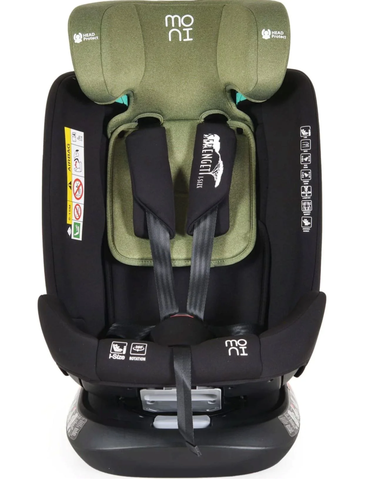 Автокресло Moni Isofix 360 Serengeti Sky, 0-36 кг, Зеленое foto