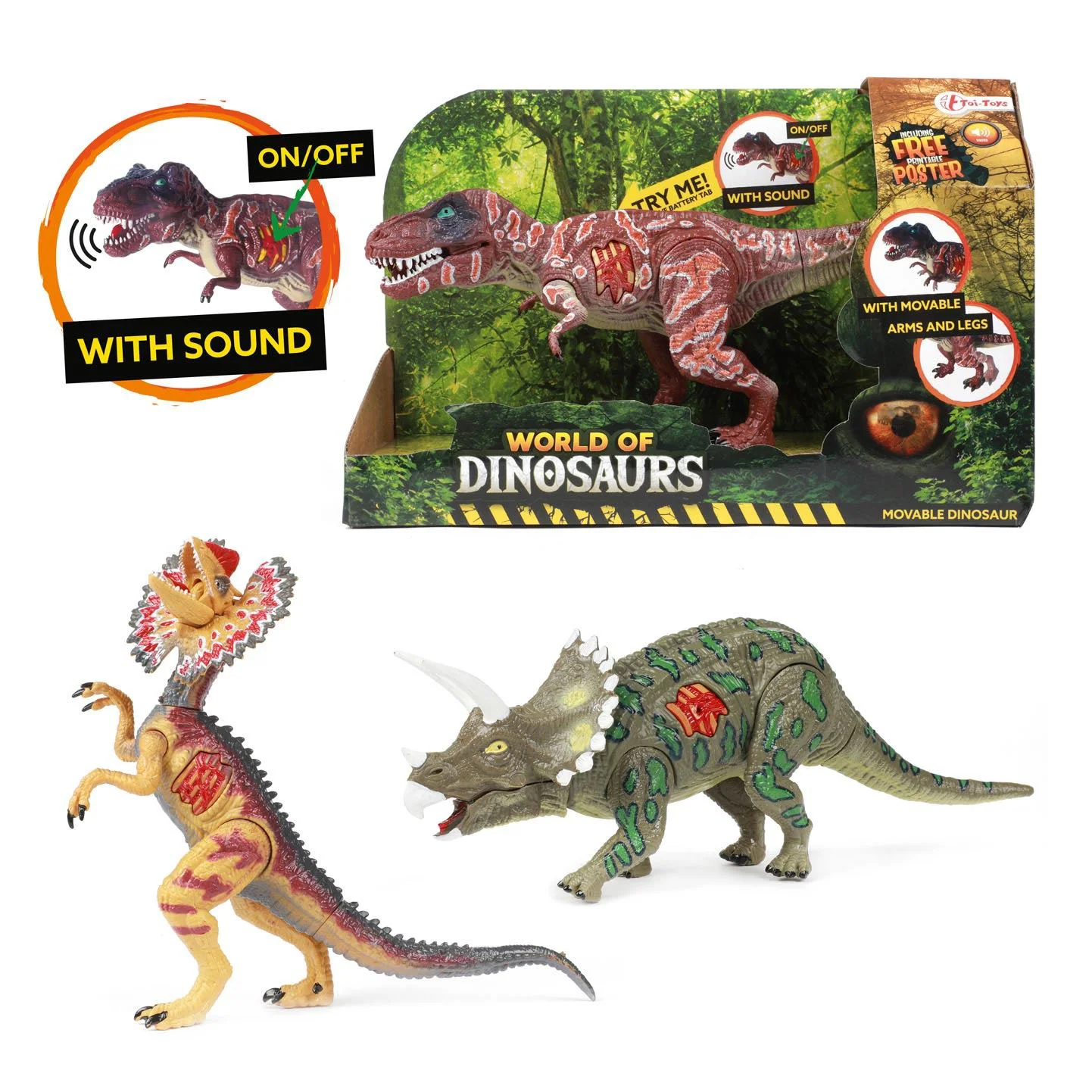 Динозавр с движениями и звуками Toi-Toys Мир динозавров, в ассорт. foto