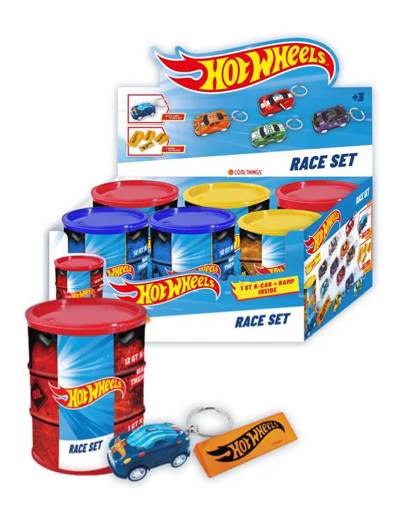 Set Hot Wheels in butoi cu masinuta si rampa foto