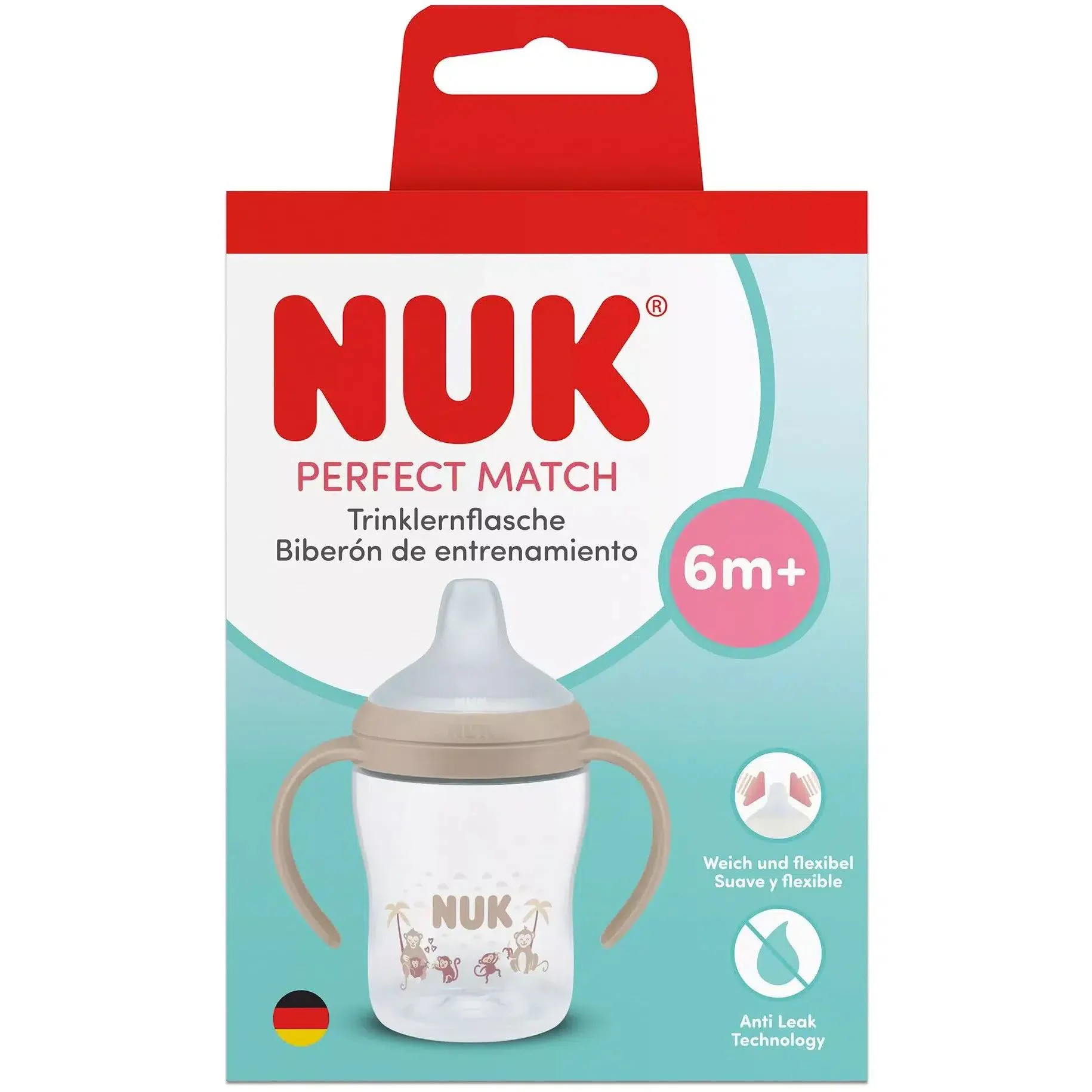Бутылочка с ручками и насадкой для питья NUK Perfect Match (6+ мес.), 150 мл foto