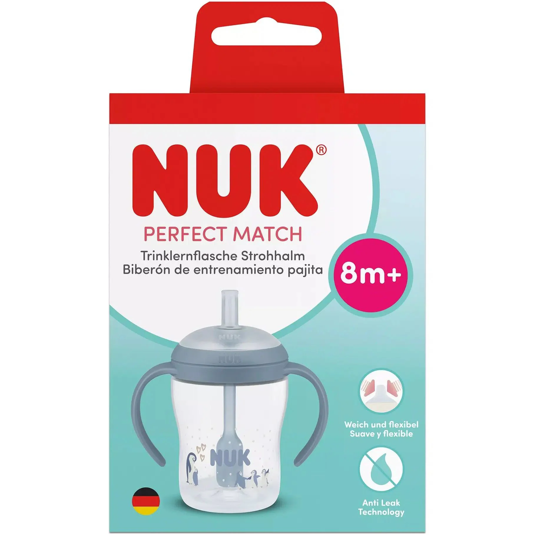 Поильник с ручками и трубочкой NUK Perfect Match (8+ мес.), 150 мл foto