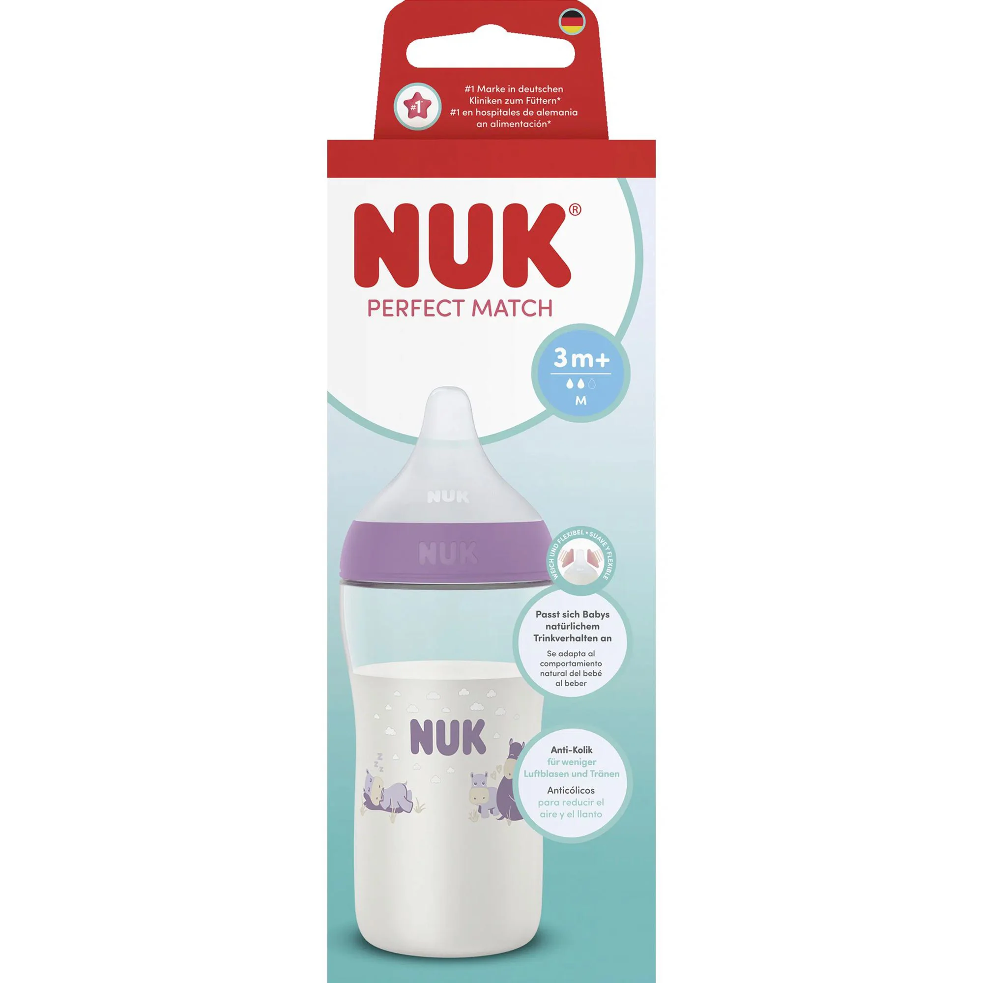 Бутылочка с силиконовой соской NUK Perfect Match (3+ мес.), 260 мл foto