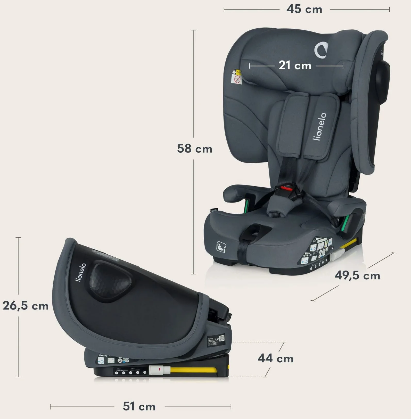 Автокресло Lionelo Isofix Nelly, 9-36 кг, Серый foto