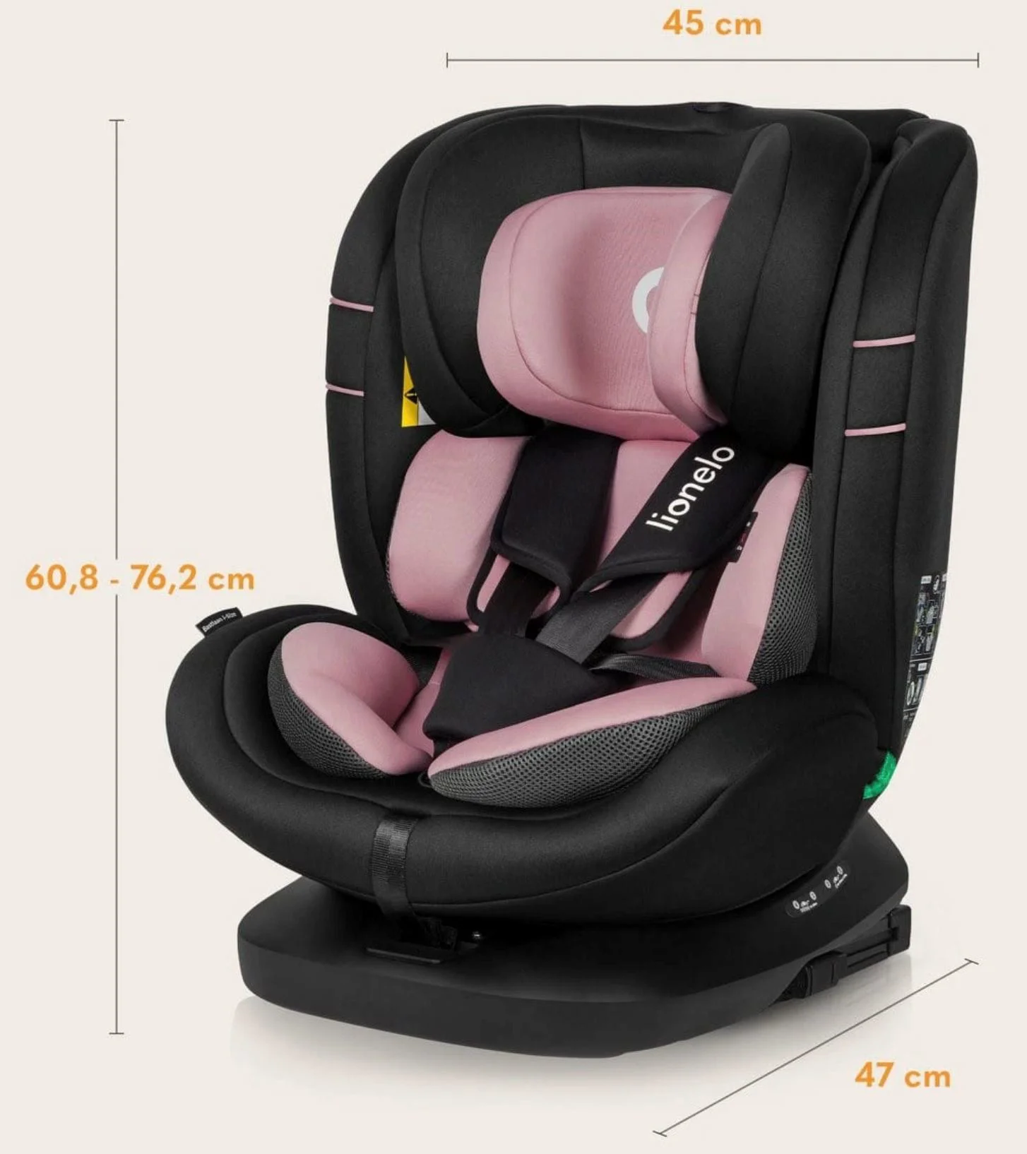 Автокресло Lionelo Isofix Bastiaan, 0‑36 кг, Розовый foto