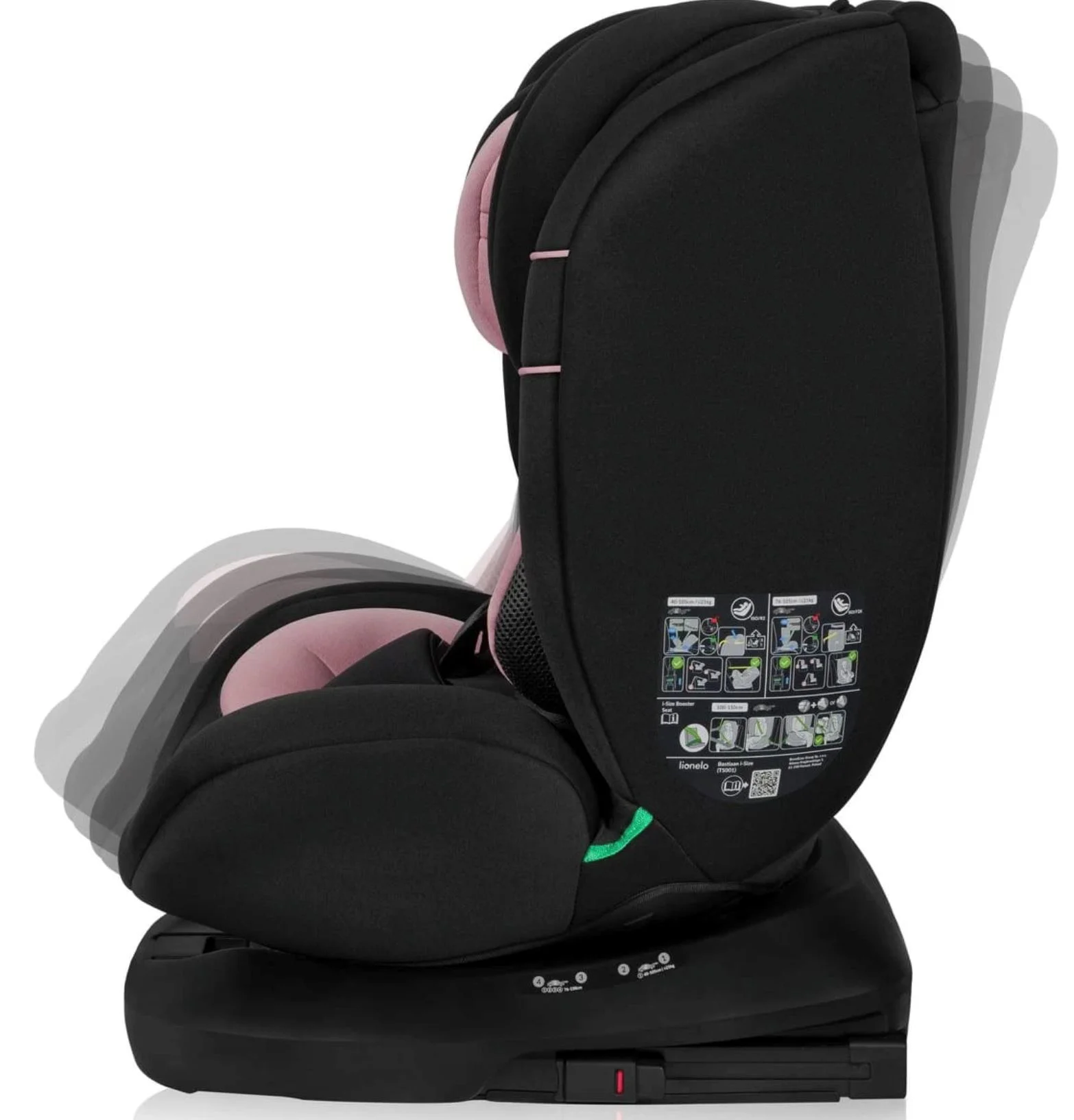 Автокресло Lionelo Isofix Bastiaan, 0‑36 кг, Розовый foto