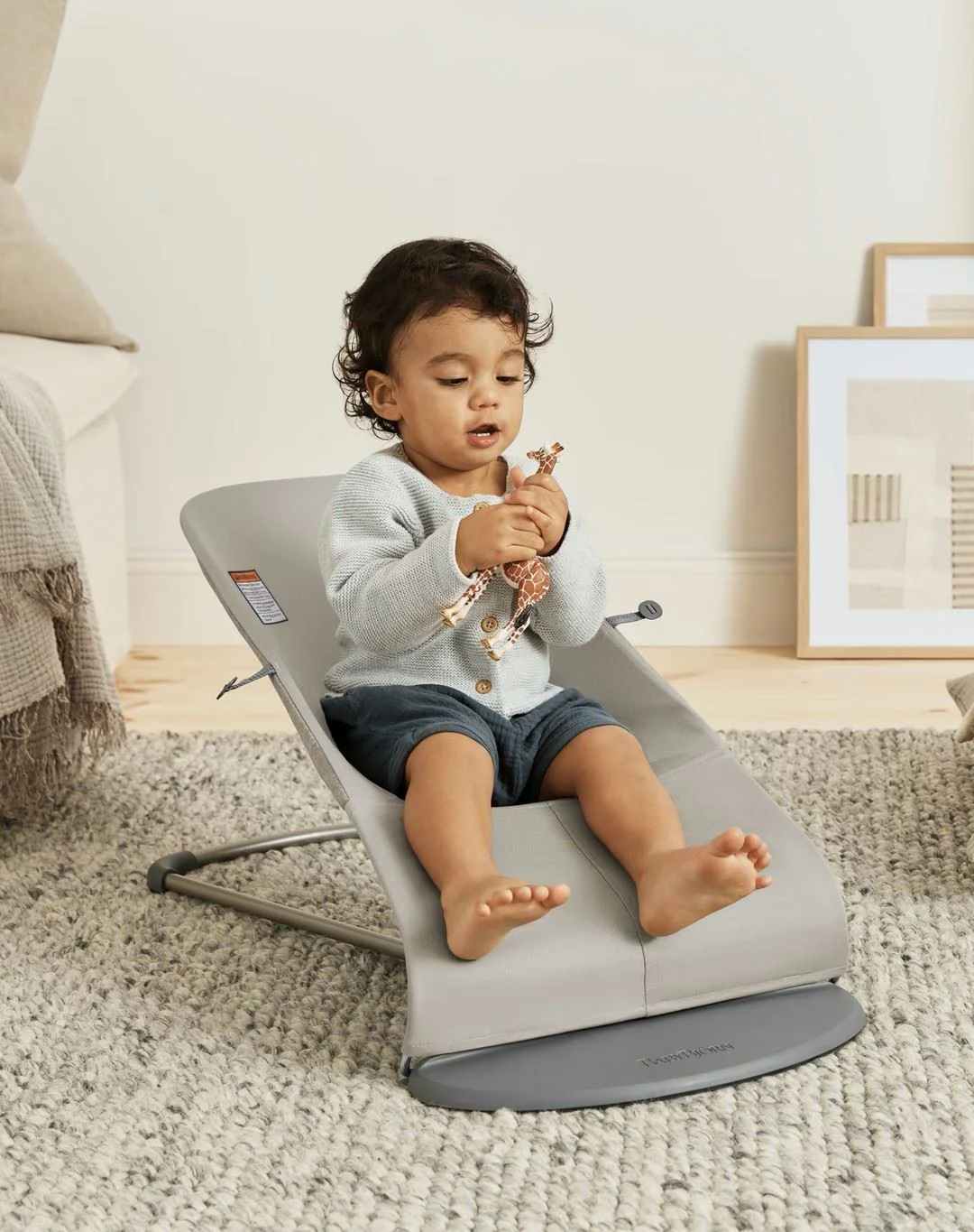 Кресло-шезлонг BabyBjorn Bliss Sand Grey, 3D Jersey foto