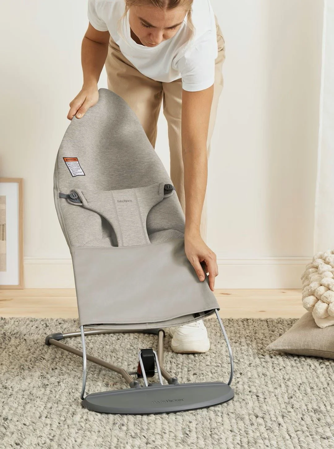 Кресло-шезлонг BabyBjorn Bliss Sand Grey, 3D Jersey foto