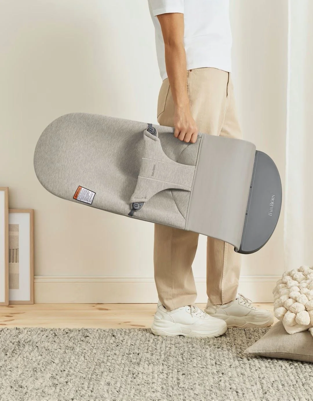 Кресло-шезлонг BabyBjorn Bliss Sand Grey, 3D Jersey foto